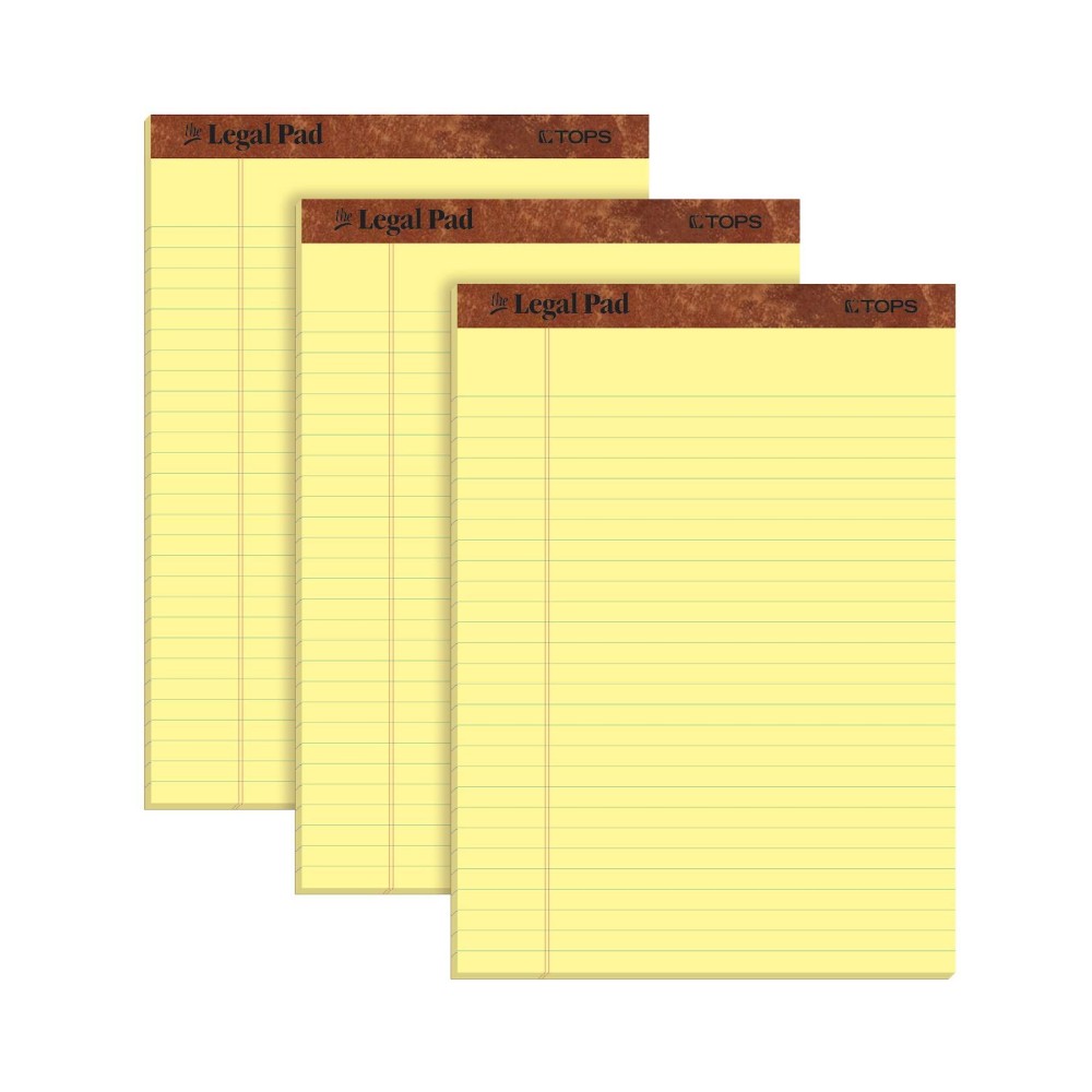 Tops The Legal Pad Writing Pads 812 X 1134 Canary Paper Legal Rule 50 Sheets 3 Pack 75327