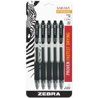 Zebra Pen Sarasa Retractable Gel Pen Medium Point 07Mm Black Ink 5Pack