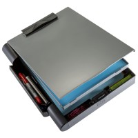 Officemate Recycled Double Storage Clipboardforms Holder Plastic Grayblack 83357