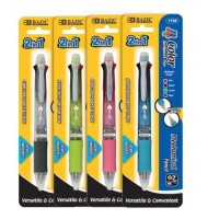 Bazic 2In1 Mechanical Pencil And 4Color Pen With Grip Bluepink 2 Per Pack 174824P