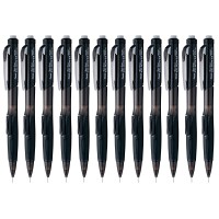 Pentel Twist Erase Click Mechanical Pencil Pack Of 12 05Mm Clear Barrel Black Grip Pd275Ta