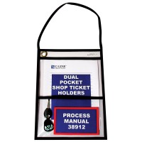 Cline Stitched Dual Pocket Shop Ticket Holder With Hanging Strap Both Sides Clear 9 X 12 Inches 15 Per Box 38912