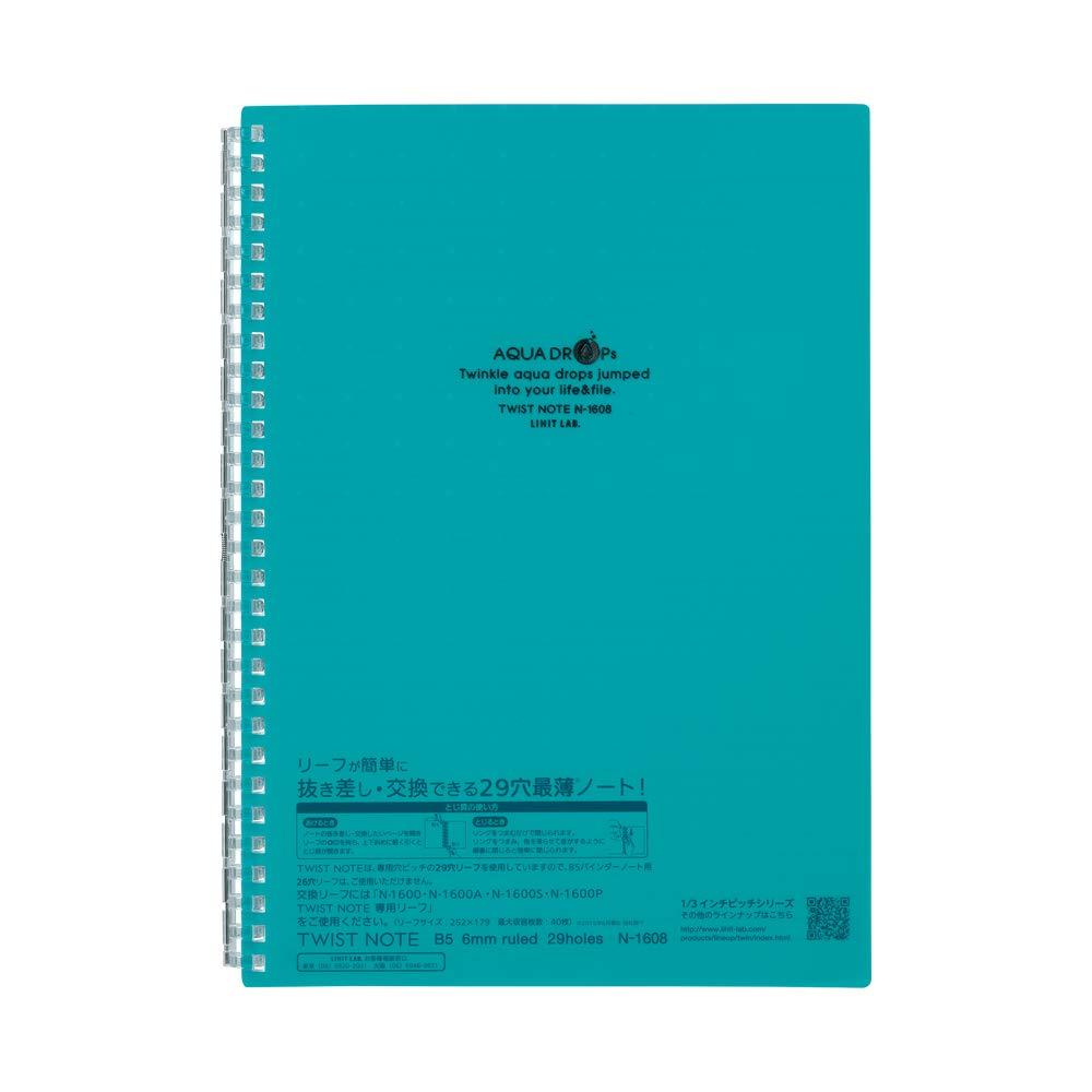 Lihit Lab Refillable Notebook Journal Lined Paper 99 X 73 Inches Blue Green N160828