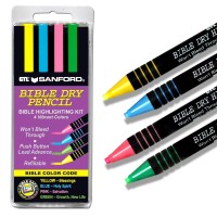 G.T. Luscombe Company  Inc. Bible Dry Highlighting Kit | No Bleed Eco-Friendly Refillable Dry Highlighters | No Sharpening | No Smearing Or Fading | Yellow  Blue  Pink  Green (Set Of 4)