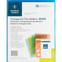 Business Source Transparent Poly File Holders Blue