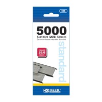 Bazic Staples Standard 266 5000Pack Stapler Refill Standard Size Staple Silver Colors 1Pack