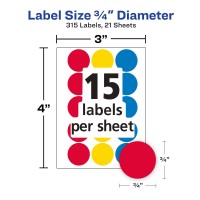 Avery Colorcoding Removable Labels 34 Inch Round Labels Assorted Colors Nonprintable 315 Dot Stickers Total 6167