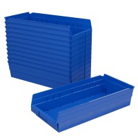 Akromils 30158 Plastic Nesting Shelf Bin Box 18Inch X 8Inch X 4Inch Blue 12Pack