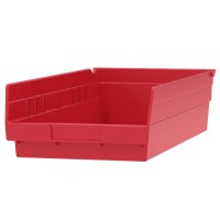 Akromils 30158 Plastic Nesting Shelf Bin Box 18Inch X 8Inch X 4Inch Red 12Pack