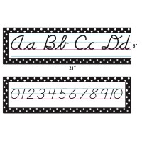 Teacher Created Resources Black Polka Dots Cursive Mini Bulletin Board Set 21 X 6