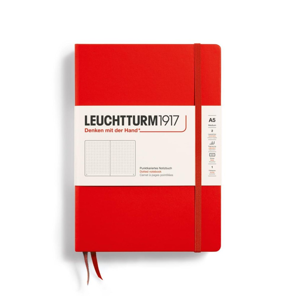 Leuchtturm1917 Notebook Hardcover Medium A5251 Numbered Pages For Writing And Journaling Red Dotted