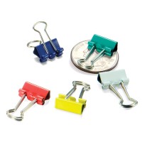 Officemate Micro Binder Clips Assorted Colors 100 Clips Per Tub 31023