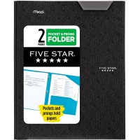 Five Star 2 Pocket Folder Stayput Folder Plastic Colored Folders With Pockets Prong Fasteners For 3Ring Binders Great For