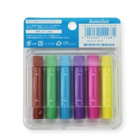 Rikagaku Assorted Colors Dustless Chalk 6 Pieces Dcc66C Red Yellow Blue Green Brown Violet