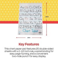 School Smart Chart Tablet, 24 X 32 Inches, 1-1/2 Inch Ruling, 1/2 Inch Skip Line, 25 Sheets, Cover May Vary