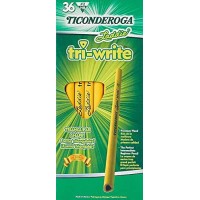 Ticonderoga Laddie Triwrite Pencils Woodcased 2 Hb Soft Intermediate Size Triangular Without Eraser Yellow 36Pack 13044