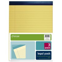 Top Flight Legal Pad 85 X 1175 Inches 0375 Inch Rule Canary 50 Sheets Per Pad 3 Pads Per Pack 4513108