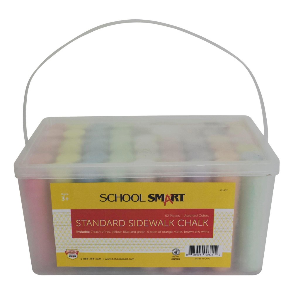 School Smart Sidewalk Chalk Jumbo Set With Tub Ages 3 And Up Assorted Colors Pack Of 52