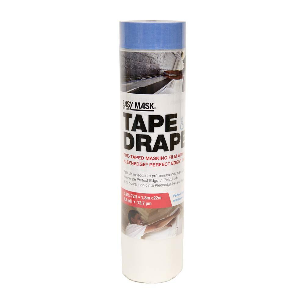 Trimaco 949660 Easy Tape Drape Pre Masking Film With 14 Day Blue Perfectedge Tape 18M X 22M 72 Foot