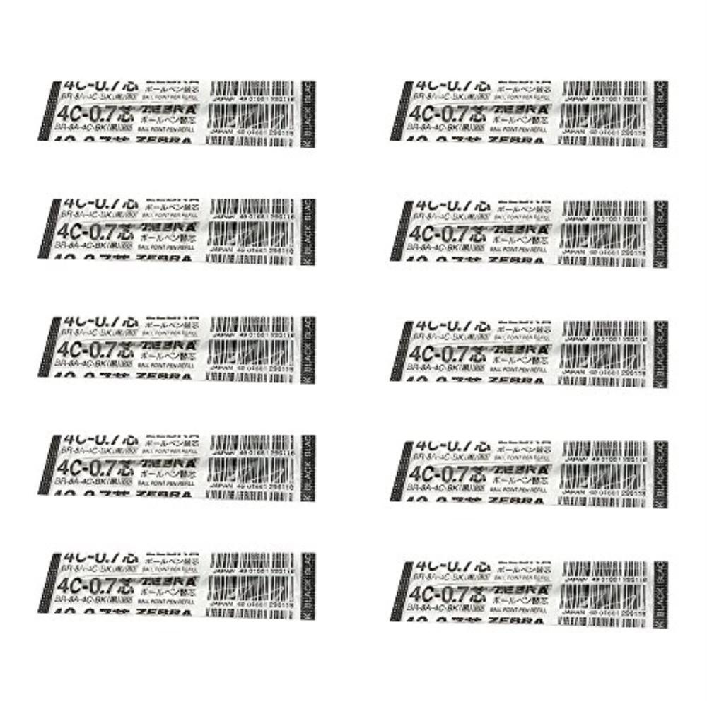 10Pcs Zebra 4C07 07Mm Refill Box Set Black Ink