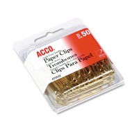 Acco Paper Clips Jumbo Smooth Gold 50 Clipsbox 72532