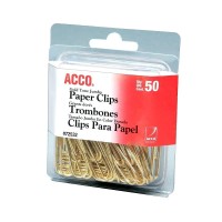 Acco Paper Clips Jumbo Smooth Gold 50 Clipsbox 72532