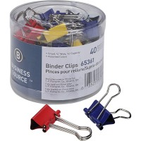 Business Source 65361 Binder Clips Small 34Inch W 38Inch Capacity 36Pk Assorted