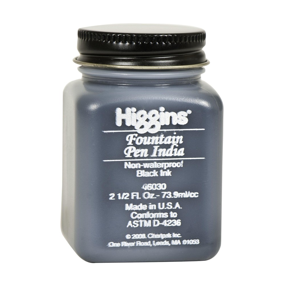 Higgins Black India Fountain Pen Ink 25 Oz Bottle 46030