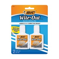 Bic Witeout Quick Dry Correction Fluid 2 Pack White Color Writeout Whiteout