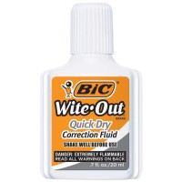 Bic Witeout Quick Dry Correction Fluid 2 Pack White Color Writeout Whiteout