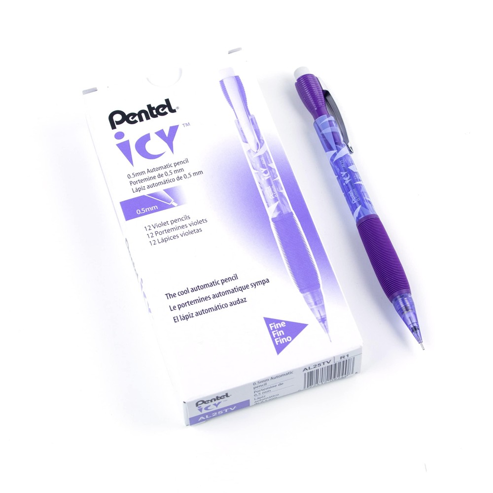 Pentel Icy Automatic Pencil 05Mm Violet Barrel Box Of 12 Al25Tv Appearance May Vary