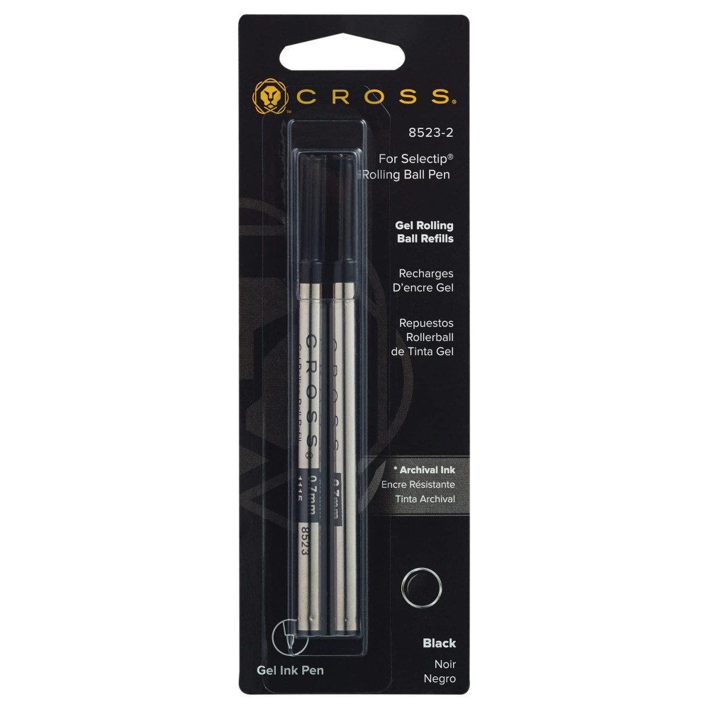 Cross Rollerball Gel Ink Refill For Selectip Pens Medium 85232 Black Pack Of 2