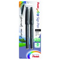 Pentel Arts Sign Pen Black Ink 2 Pack S520Bp2A Assorted