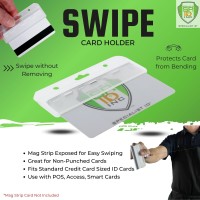 Frosted Rigid Plastic Horizontal Half Card Id Badge Holders Hard Plastic Easy Access Swipe Card Holders Swipeable Card Gripp