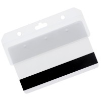 Frosted Rigid Plastic Horizontal Half Card Id Badge Holders Hard Plastic Easy Access Swipe Card Holders Swipeable Card Gripp