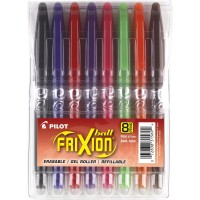 Pilot Frixion Ball Erasable Refillable Gel Ink Pens Fine Point 07 Mm Pack Of 8 Assorted Colors