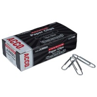 Acco 72510 Premium Nonskid Jumbo Paper Clips 100Box Silver 10 Boxespack