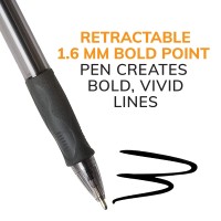 Bic Glide Bold Blue Ballpoint Pens Bold Point 16Mm 12Count Pack Retractable Ballpoint Pens With Comfortable Full Grip