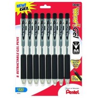 Pentel Wow Gel Retractable Gel Pen 07Mm Black Ink 8 Pack K437Bp8A