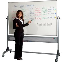 Bestrite 669Rhdd Platinum Mobile Reversible Whiteboard Easel 4 X 8 Feet Panel Size Porcelain Steel Markerboard Surface Porc