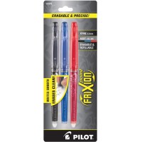 Pilot Frixion Point Erasable Refillable Gel Ink Pens Extra Fine Point 05 Mm Pack Of 3 Black Blue Red