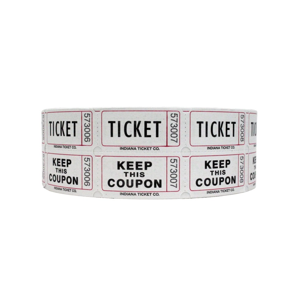 Indiana Ticket Co 2 000 White Raffle Tickets Double Roll Premium Quality 5050 Raffle Tickets Tickets For Events Carnivals