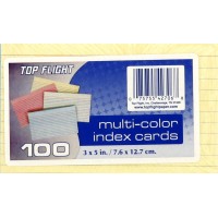 Top Flight Index Cards Ruled 3 X 5 Inches Rainbow Colors 100 Cards Per Pack 4630722