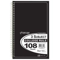 Top Flight Standards 3Subject Wirebound Notebook 108 Sheets College Rule 95 X 6 Inches 1 Notebook Cover Color May Vary 3