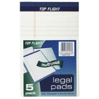 Top Flight Legal Pads 5 X 8 Inches 375 Inch Rule White 50 Sheets Per Pad 5 Pads Per Pack 4513106