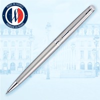 Waterman H?Misphre Ballpoint Pen Stainless Steel With Chrome Trim Medium Point Blue Ink Gift Box