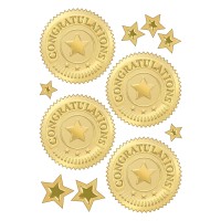 Congratulations Gold Award Seals Stickers 4 Stickers Per Sheet 8 Sheets