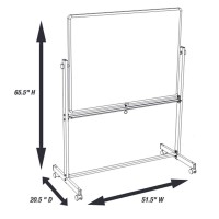 Mobile Magnetic Whiteboard 48W X 36H Silver Frame