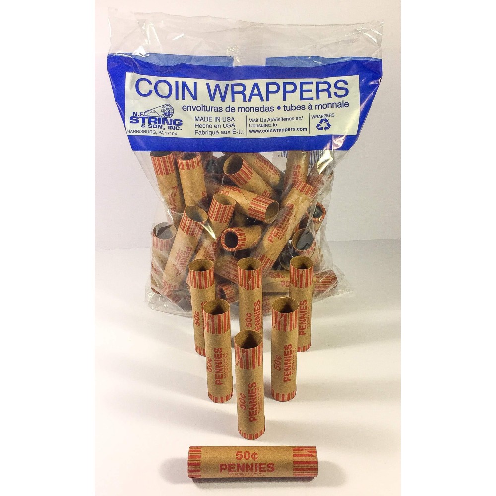 N F String Son Crimped End Preformed Coin Wrappers Bagged 36 Count Pennies