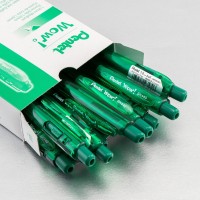 Pentel Wow Retractable Ballpoint Pens 10Mm Medium Line Green Ink Box Of 12 Bk440D